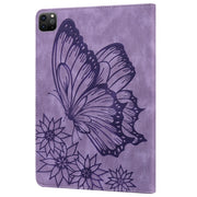For iPad Pro 13 2024 Big Butterfly Embossed Leather Tablet Case(Purple)