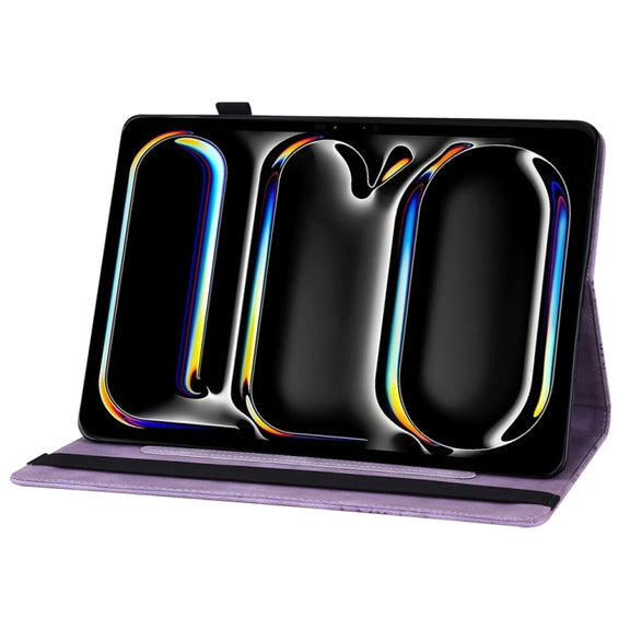 For iPad Pro 13 2024 Big Butterfly Embossed Leather Tablet Case(Purple)