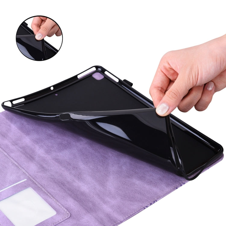 For iPad Pro 13 2024 Big Butterfly Embossed Leather Tablet Case(Purple)
