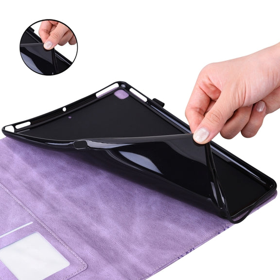 For iPad Pro 13 2024 Big Butterfly Embossed Leather Tablet Case(Purple)