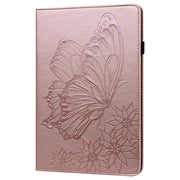 For iPad Pro 13 2024 Big Butterfly Embossed Leather Tablet Case(Rose Gold)