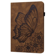 For iPad Pro 13 2024 Big Butterfly Embossed Leather Tablet Case(Brown)