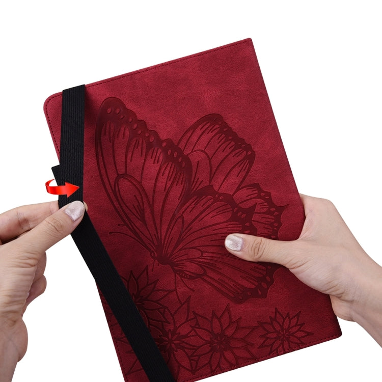 For iPad Pro 13 2024 Big Butterfly Embossed Leather Tablet Case(Red)
