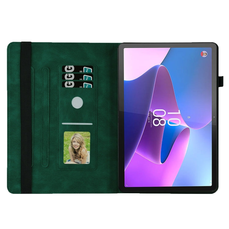 For Lenovo Tab P12 / Xiaoxin Pad Pro 12.7 Big Butterfly Embossed Leather Tablet Case(Green)