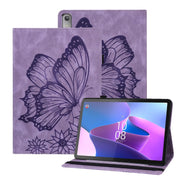 For Lenovo Tab P12 / Xiaoxin Pad Pro 12.7 Big Butterfly Embossed Leather Tablet Case(Purple)