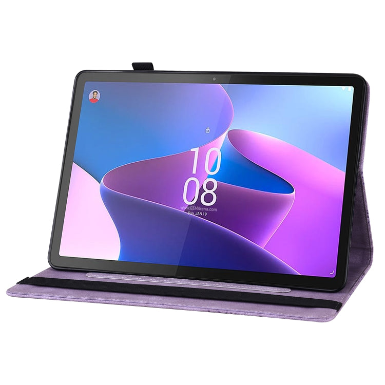 For Lenovo Tab P12 / Xiaoxin Pad Pro 12.7 Big Butterfly Embossed Leather Tablet Case(Purple)