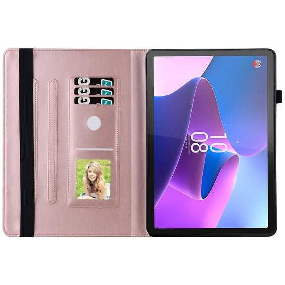 For Lenovo Tab P12 / Xiaoxin Pad Pro 12.7 Big Butterfly Embossed Leather Tablet Case(Rose Gold)