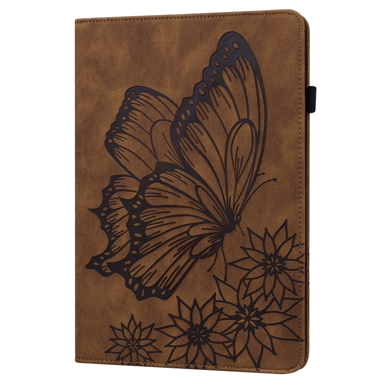 For Lenovo Tab P12 / Xiaoxin Pad Pro 12.7 Big Butterfly Embossed Leather Tablet Case(Brown)
