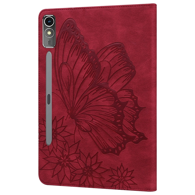 For Lenovo Tab P12 / Xiaoxin Pad Pro 12.7 Big Butterfly Embossed Leather Tablet Case(Red)