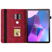 For Lenovo Tab P12 / Xiaoxin Pad Pro 12.7 Big Butterfly Embossed Leather Tablet Case(Red)