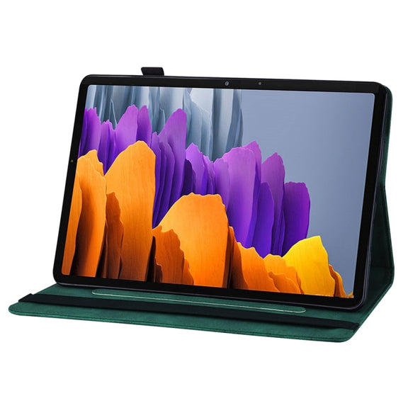 For Samsung Galaxy Tab S9 FE+ / S9+ / S8+ Big Butterfly Embossed Leather Tablet Case(Green)