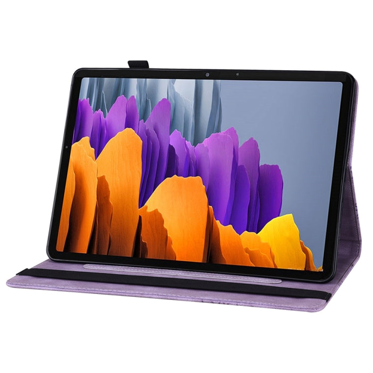 For Samsung Galaxy Tab S9 FE+ / S9+ / S8+ Big Butterfly Embossed Leather Tablet Case(Purple)