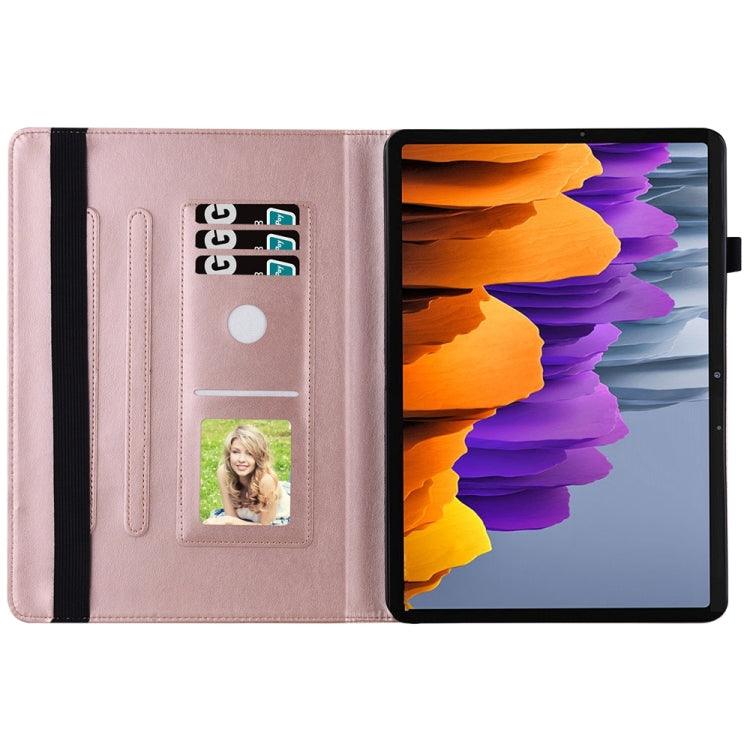 For Samsung Galaxy Tab S9 FE+ / S9+ / S8+ Big Butterfly Embossed Leather Tablet Case(Rose Gold)