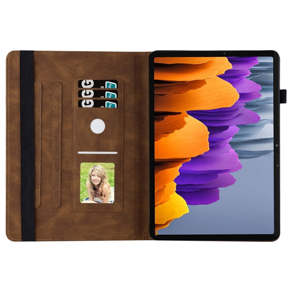 For Samsung Galaxy Tab S9 FE+ / S9+ / S8+ Big Butterfly Embossed Leather Tablet Case(Brown)