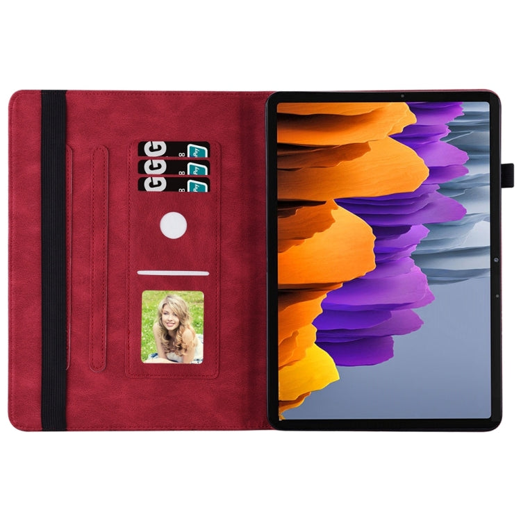 For Samsung Galaxy Tab S9 FE+ / S9+ / S8+ Big Butterfly Embossed Leather Tablet Case(Red)