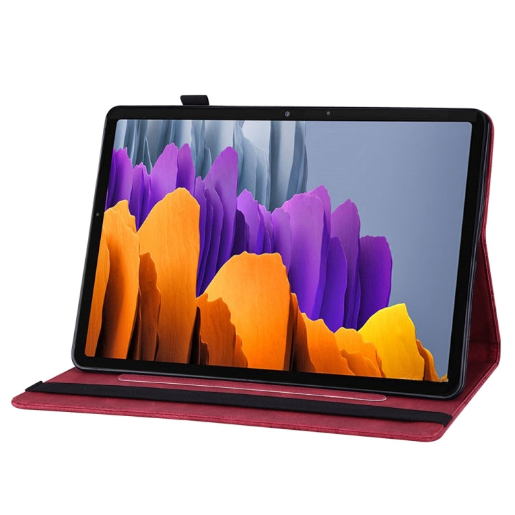 For Samsung Galaxy Tab S9 FE+ / S9+ / S8+ Big Butterfly Embossed Leather Tablet Case(Red)