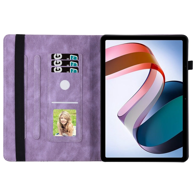 For Xiaomi Redmi Pad SE Big Butterfly Embossed Leather Tablet Case(Purple)