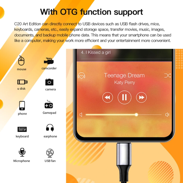 C20 Art Edition, 3GB+32GB, 6.53 inch Face Identification Android 8.1 MTK6753 Octa Core , Network: 4G, Dual SIM(Orange)