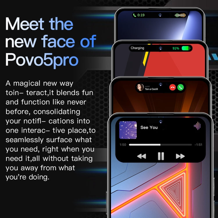Povo5pro / PU31, 3GB+32GB, 6.53 inch Face Identification Android 8.1 MTK6753 Octa Core, Network: 4G, AI GPT4, Dual SIM(Black)