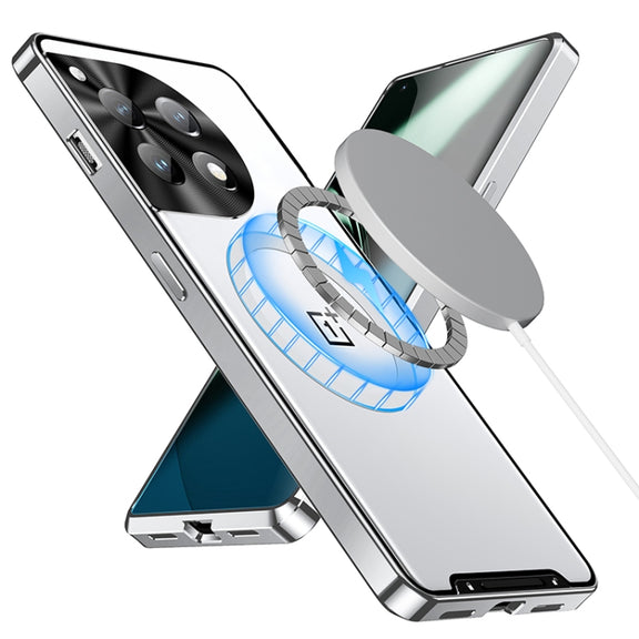 For OnePlus 12 MagSafe Magnetic Frosted Metal Phone Case(Silver)