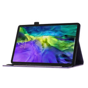 For iPad Air 13 2024 / Air 13 2025 Butterfly Cat Embossing Leather Tablet Case(Purple)