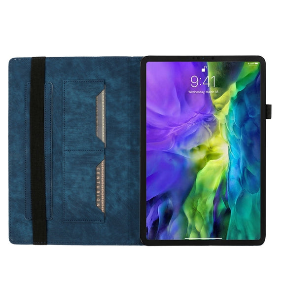 For iPad Air 13 2024 / Air 13 2025 Butterfly Cat Embossing Leather Tablet Case(Dark Blue)