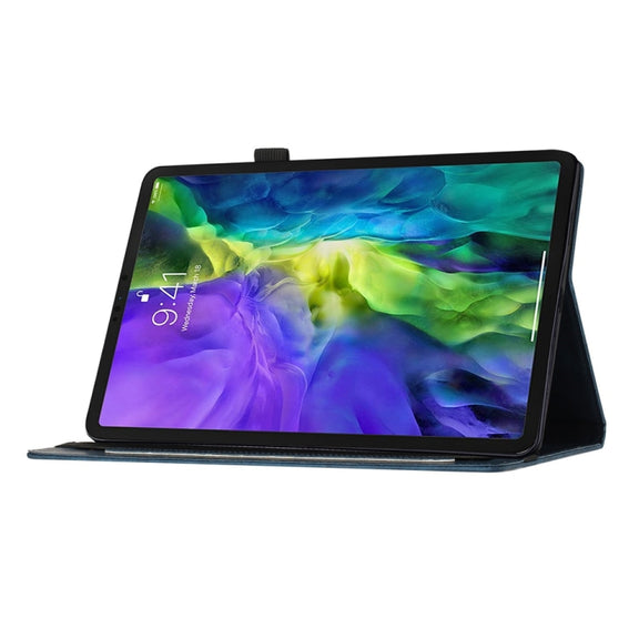 For iPad Air 13 2024 / Air 13 2025 Butterfly Cat Embossing Leather Tablet Case(Dark Blue)