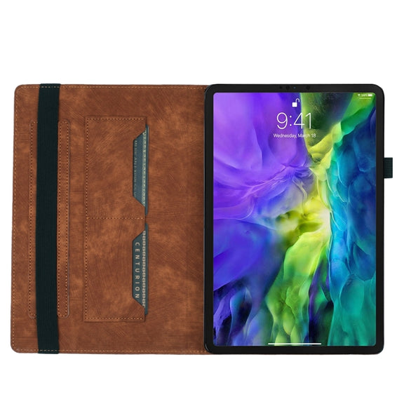 For iPad Pro 12.9 2022 / Air 13 2024 Butterfly Cat Embossing Leather Tablet Case(Brown)