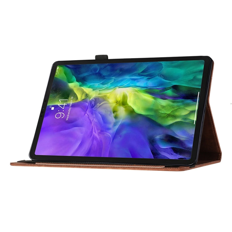 For iPad Pro 12.9 2022 / Air 13 2024 Butterfly Cat Embossing Leather Tablet Case(Brown)
