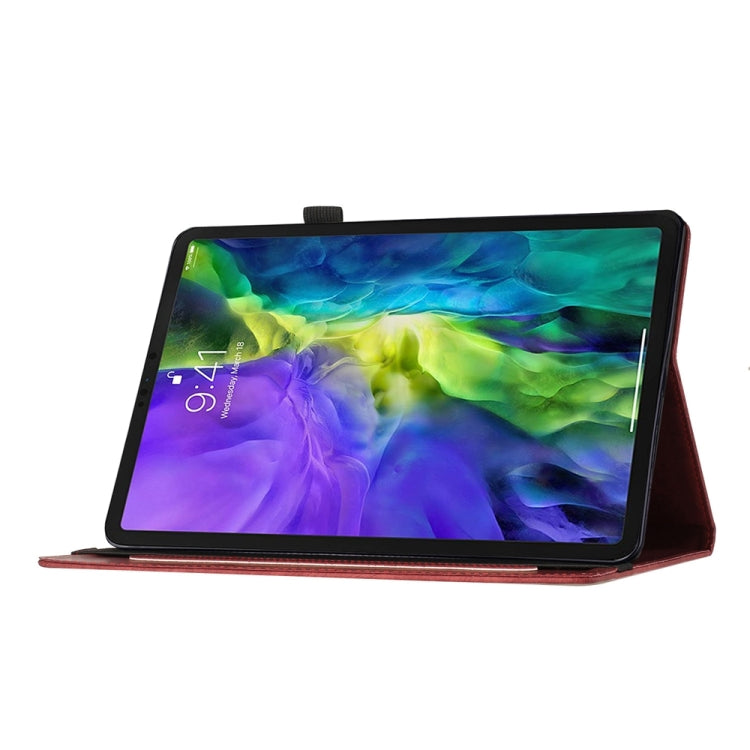 For iPad Air 13 2024 / Air 13 2025 Butterfly Cat Embossing Leather Tablet Case(Red)