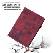 For iPad Air 13 2024 / Air 13 2025 Butterfly Cat Embossing Leather Tablet Case(Red)