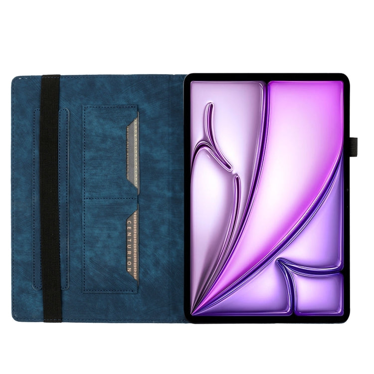 For iPad Air 11 2024 / Air 11 2025 Butterfly Cat Embossing Leather Tablet Case(Dark Blue)