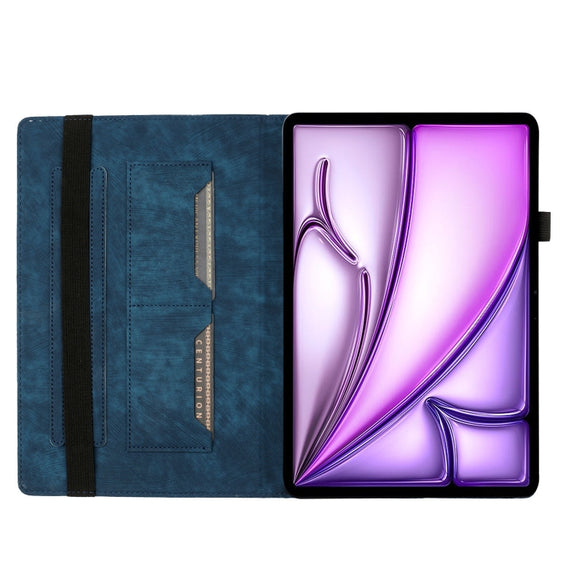For iPad Air 11 2024 / Air 11 2025 Butterfly Cat Embossing Leather Tablet Case(Dark Blue)