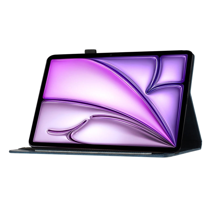 For iPad Air 11 2024 / Air 11 2025 Butterfly Cat Embossing Leather Tablet Case(Dark Blue)