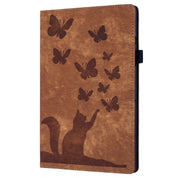 For iPad Air 11 2024 / Pro 11 2021 / 2020 Butterfly Cat Embossing Leather Tablet Case(Brown)