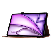 For iPad Air 11 2024 / Pro 11 2021 / 2020 Butterfly Cat Embossing Leather Tablet Case(Brown)
