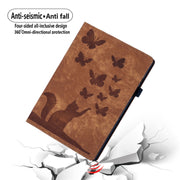 For iPad Air 11 2024 / Pro 11 2021 / 2020 Butterfly Cat Embossing Leather Tablet Case(Brown)