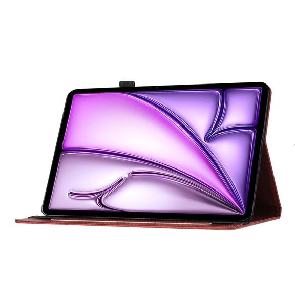For iPad Air 11 2024 / Air 11 2025 Butterfly Cat Embossing Leather Tablet Case(Red)