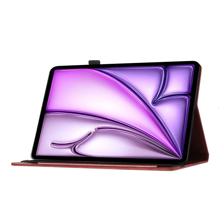 For iPad Air 11 2024 / Air 11 2025 Butterfly Cat Embossing Leather Tablet Case(Red)