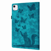 For iPad Air 11 2024 / Pro 11 2021 / 2020 Butterfly Cat Embossing Leather Tablet Case(Sky Blue)