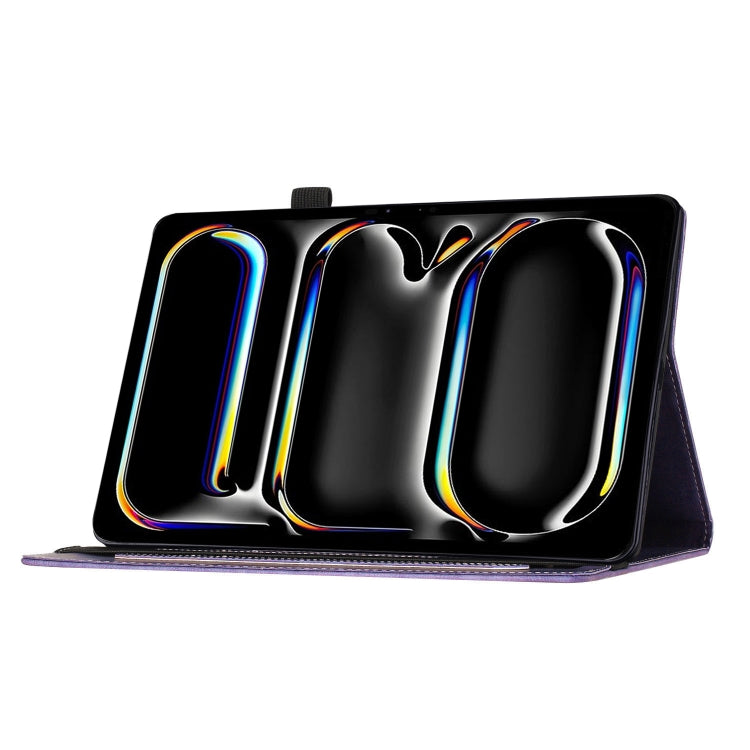For iPad Pro 11 2024 Butterfly Cat Embossing Leather Tablet Case(Purple)