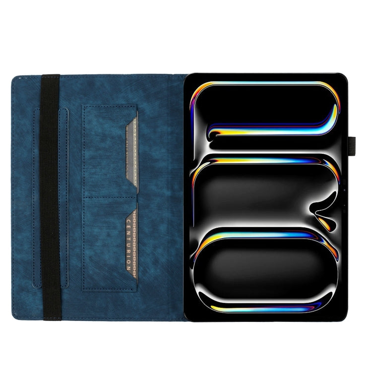 For iPad Pro 11 2024 Butterfly Cat Embossing Leather Tablet Case(Dark Blue)