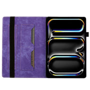 For iPad Pro 13 2024 Butterfly Cat Embossing Leather Tablet Case(Purple)