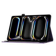 For iPad Pro 13 2024 Butterfly Cat Embossing Leather Tablet Case(Purple)