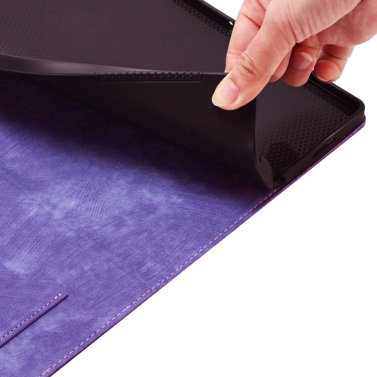 For iPad Pro 13 2024 Butterfly Cat Embossing Leather Tablet Case(Purple)