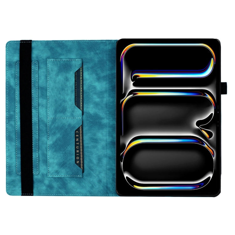 For iPad Pro 13 2024 Butterfly Cat Embossing Leather Tablet Case(Sky Blue)