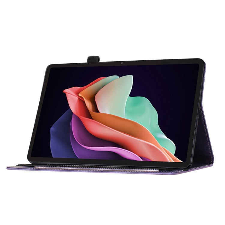 For Lenovo Tab P12 / Xiaoxin Pad Pro 12.7 Butterfly Cat Embossing Leather Tablet Case(Purple)