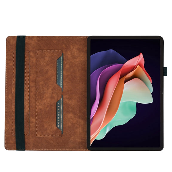 For Lenovo Tab P12 / Xiaoxin Pad Pro 12.7 Butterfly Cat Embossing Leather Tablet Case(Brown)