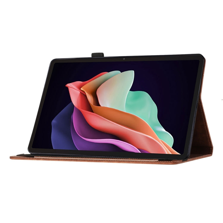 For Lenovo Tab P12 / Xiaoxin Pad Pro 12.7 Butterfly Cat Embossing Leather Tablet Case(Brown)