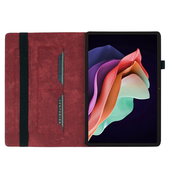For Lenovo Tab P12 / Xiaoxin Pad Pro 12.7 Butterfly Cat Embossing Leather Tablet Case(Red)